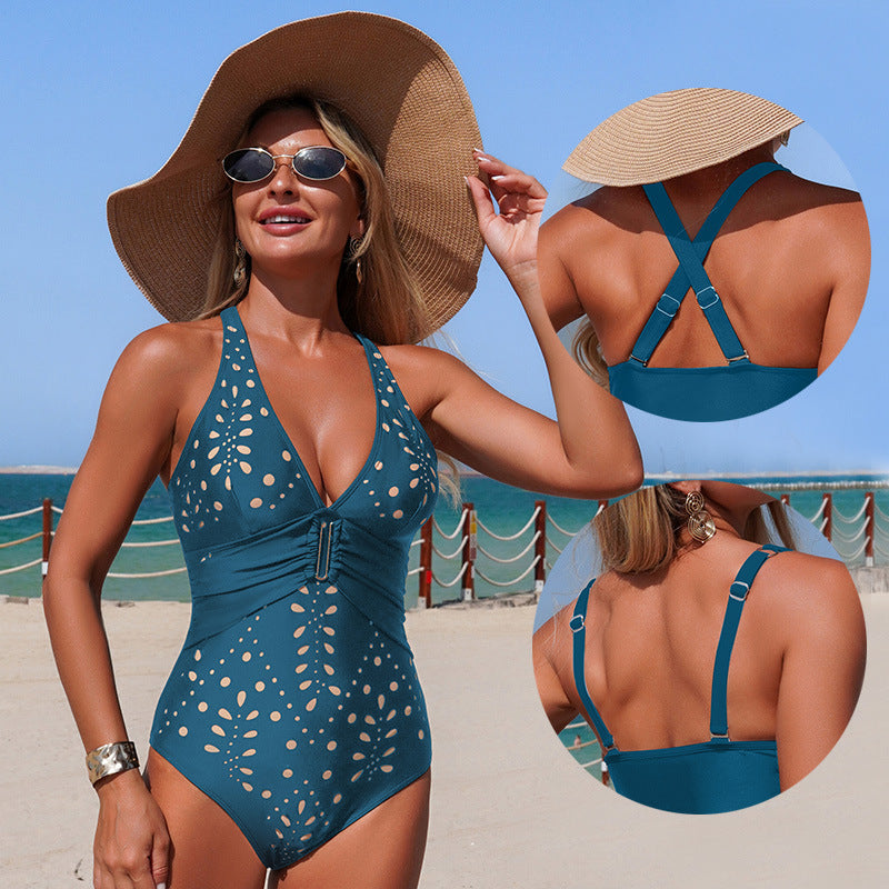 Chic Floral-Embellished One-Piece Swimsuit