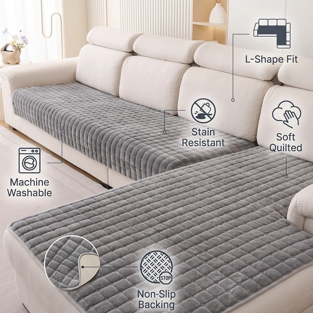 Paw Lounge Plush Pet Couch Cover, Thickened Ultra-soft Non-slip Sofa Protector