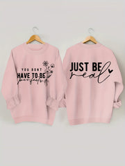 Floral Letter Print Long Sleeve Pullover Sweatshirt