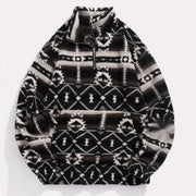 Cozy Ethnic Print Fleece Sweater for Women