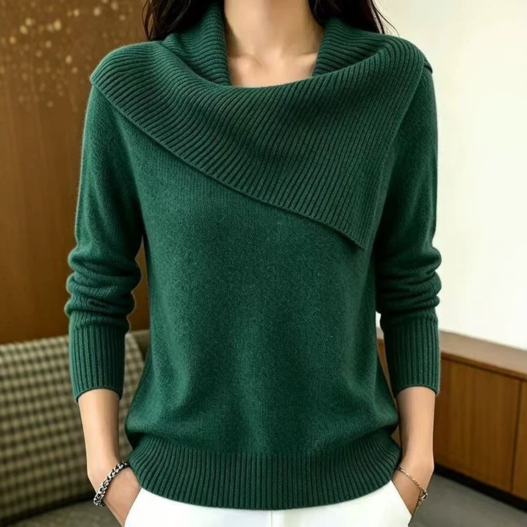 Womens Relaxed-fit Casual Lapel Sweater