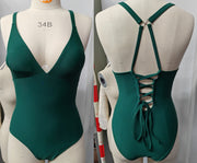 Chic Solid Color One-Piece Swimsuit for Beach & Pool