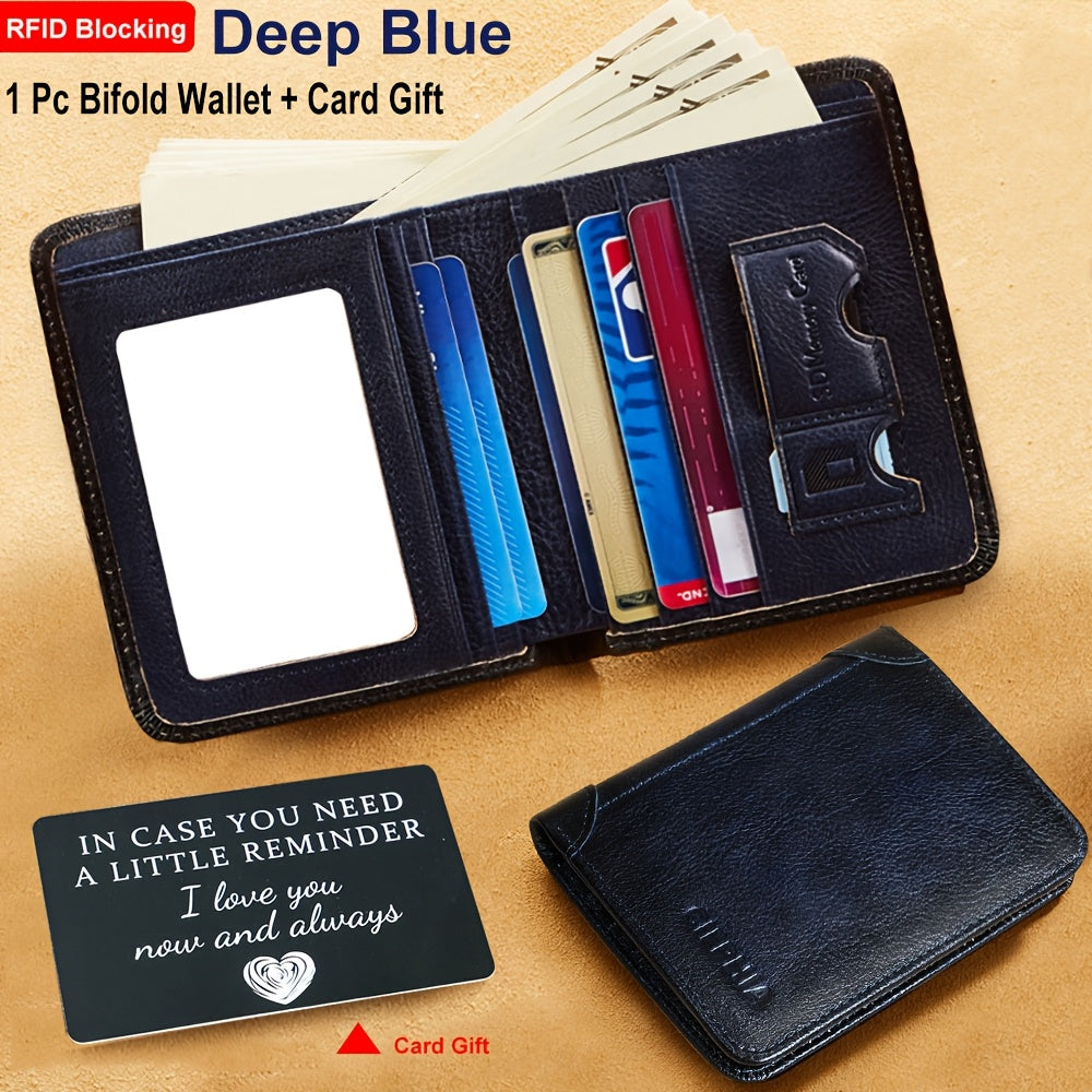 RFID Blocking Trifold Leather Wallet – Cowhide, Vintage Short Design with Money Clip and 2 ID Windows