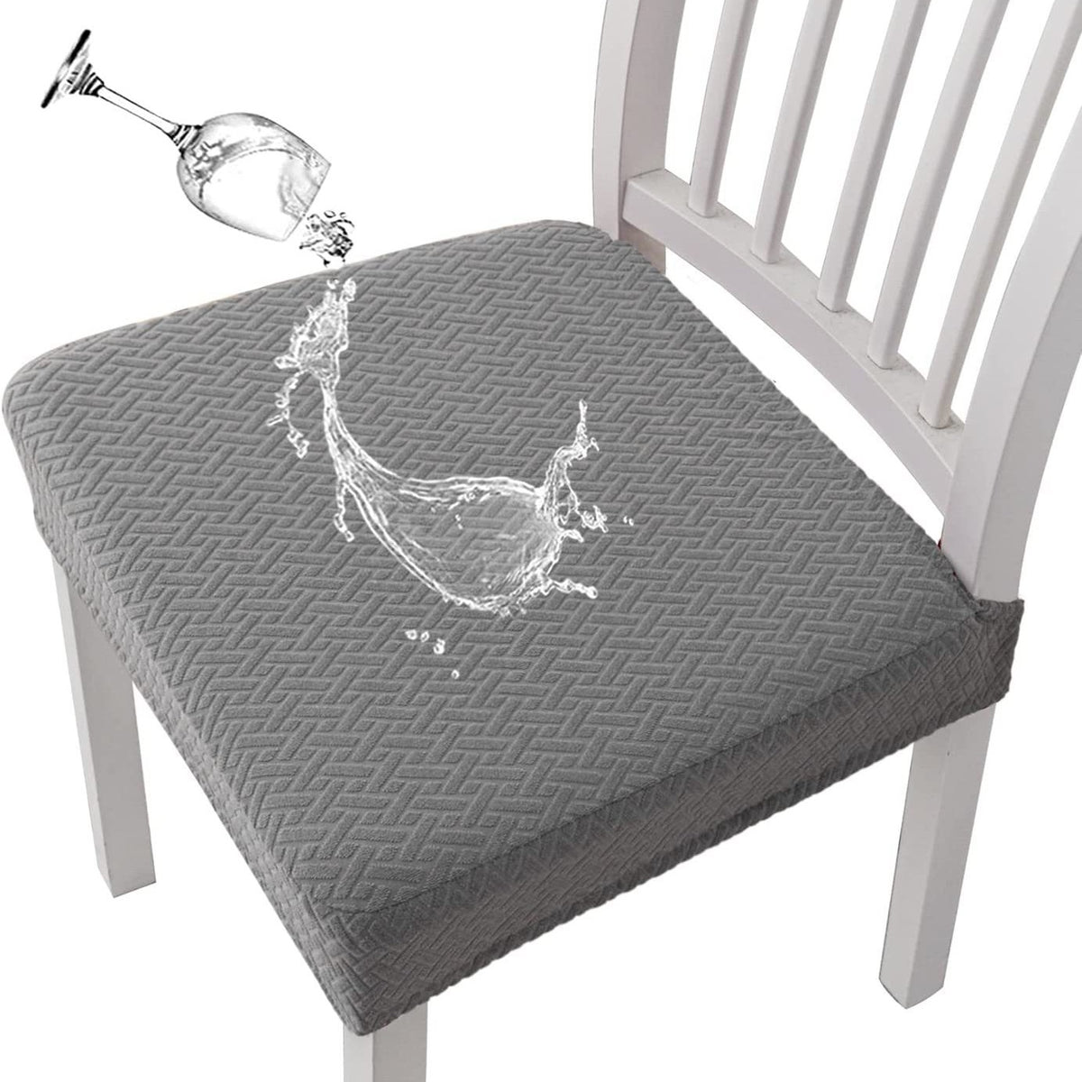 T-shaped Jacquard Waterproof Chair Seat Cover - Dining Chair Slipcover