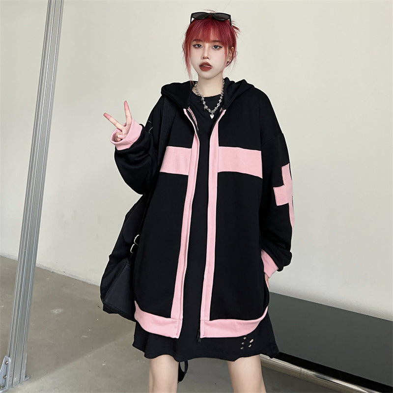 Retro Oversized Couple's Hooded Sweatshirt