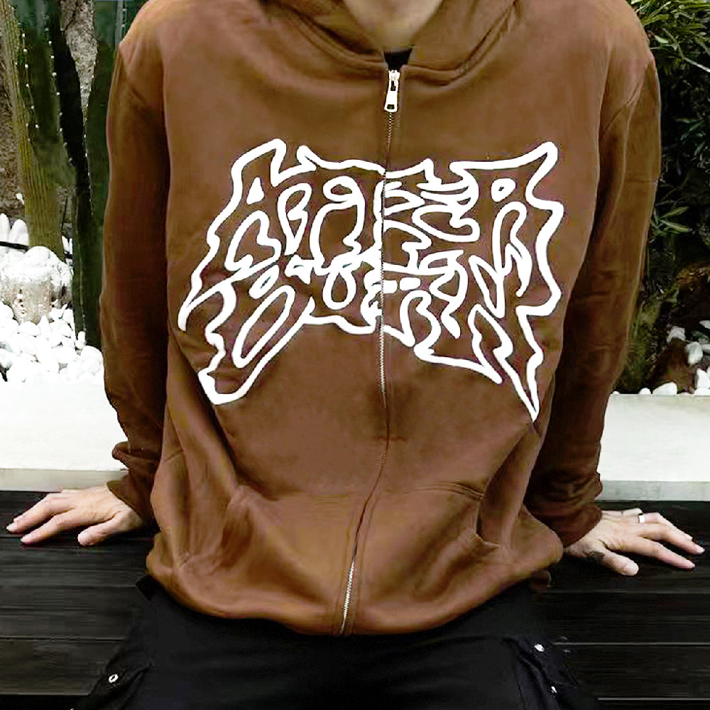 Men's Graffiti Hip-Hop Cardigan Hoodie Sweater