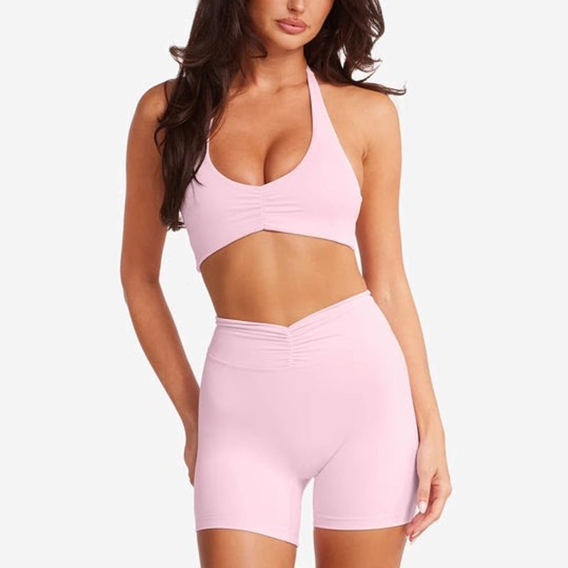 High-Strength Nude Feel Push-Up Yoga Bra – Backless Halter