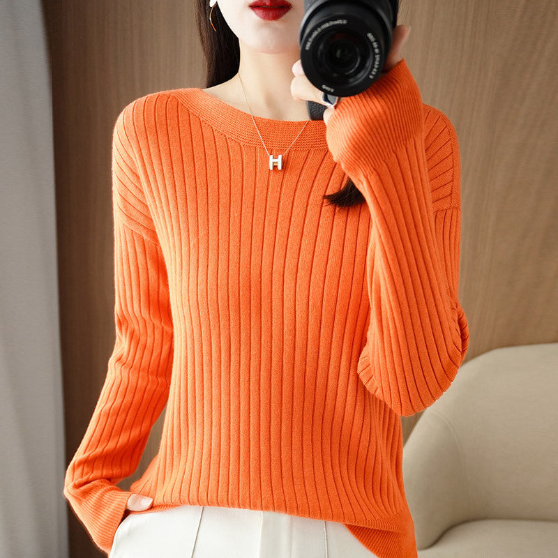 Women's Off-neck Knitted Bottoming Shirt Autumn and Winter New