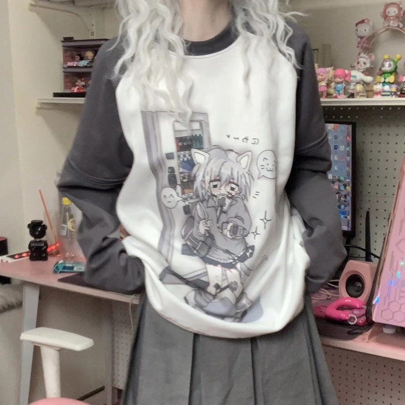 Cute Watercolor Sister Raglan Detachable Short Sleeve Tee