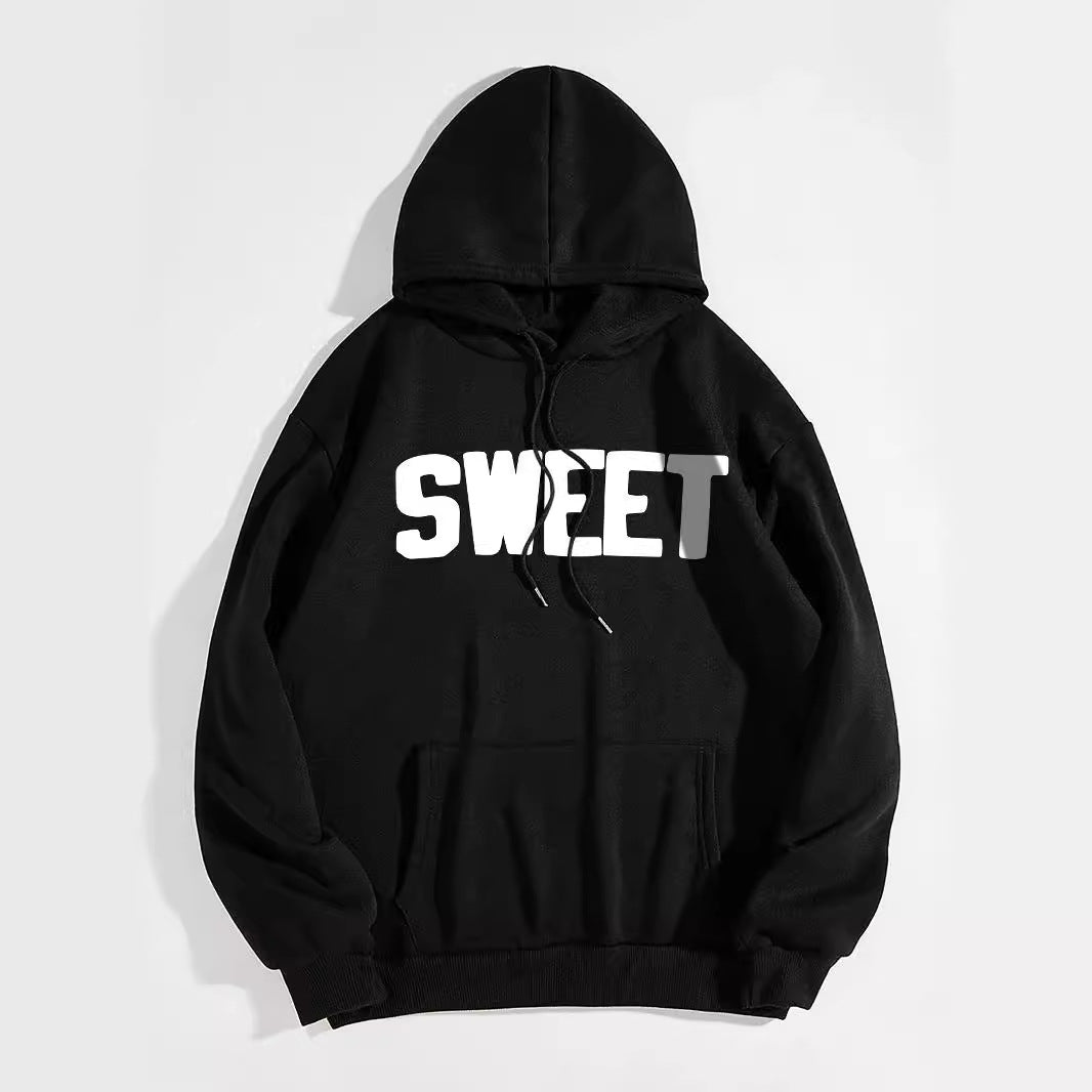 Cozy Letter Print Kangaroo Pocket Drawstring Hoodie
