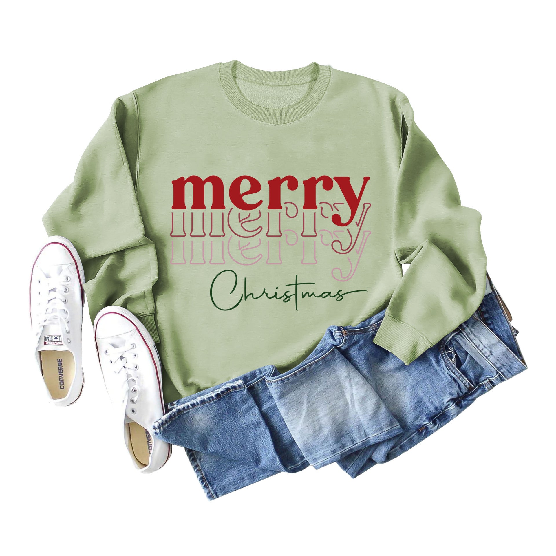 Women's Festive Letter Print Christmas Long Sleeve Sweater