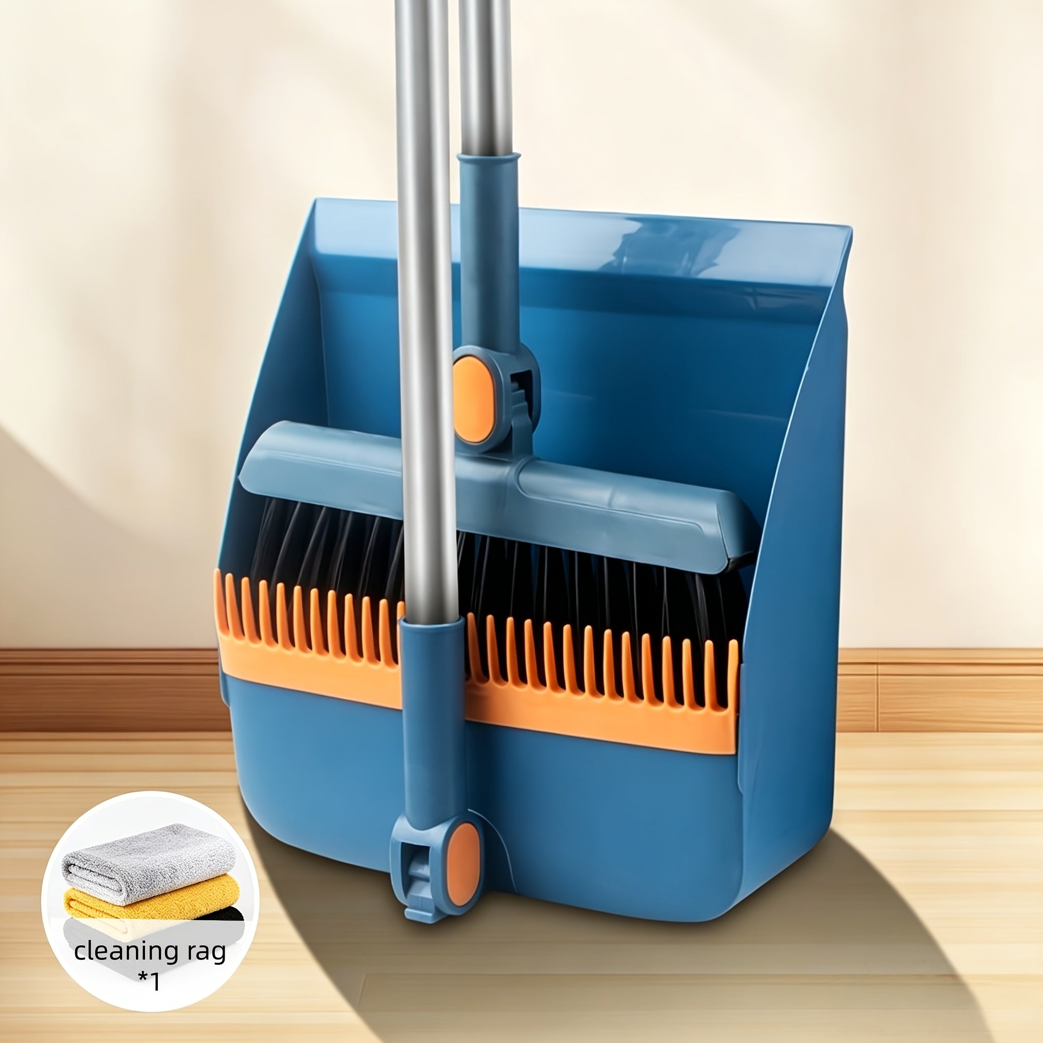 3-in-1 Upright Broom and Dustpan Combo with Long Handle and Garbage Bag Holder