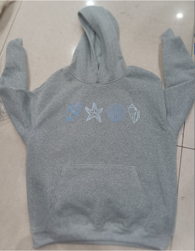 Cozy Shell Print Drop-Shoulder Pullover Sweater