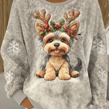 3d Digital Print Pattern Christmas Women's Flannel Sweatshirt