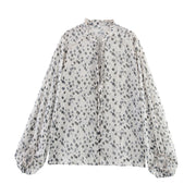 Women's Stylish Graceful Simple Long Sleeve Lace-up Polka Dots Shirt