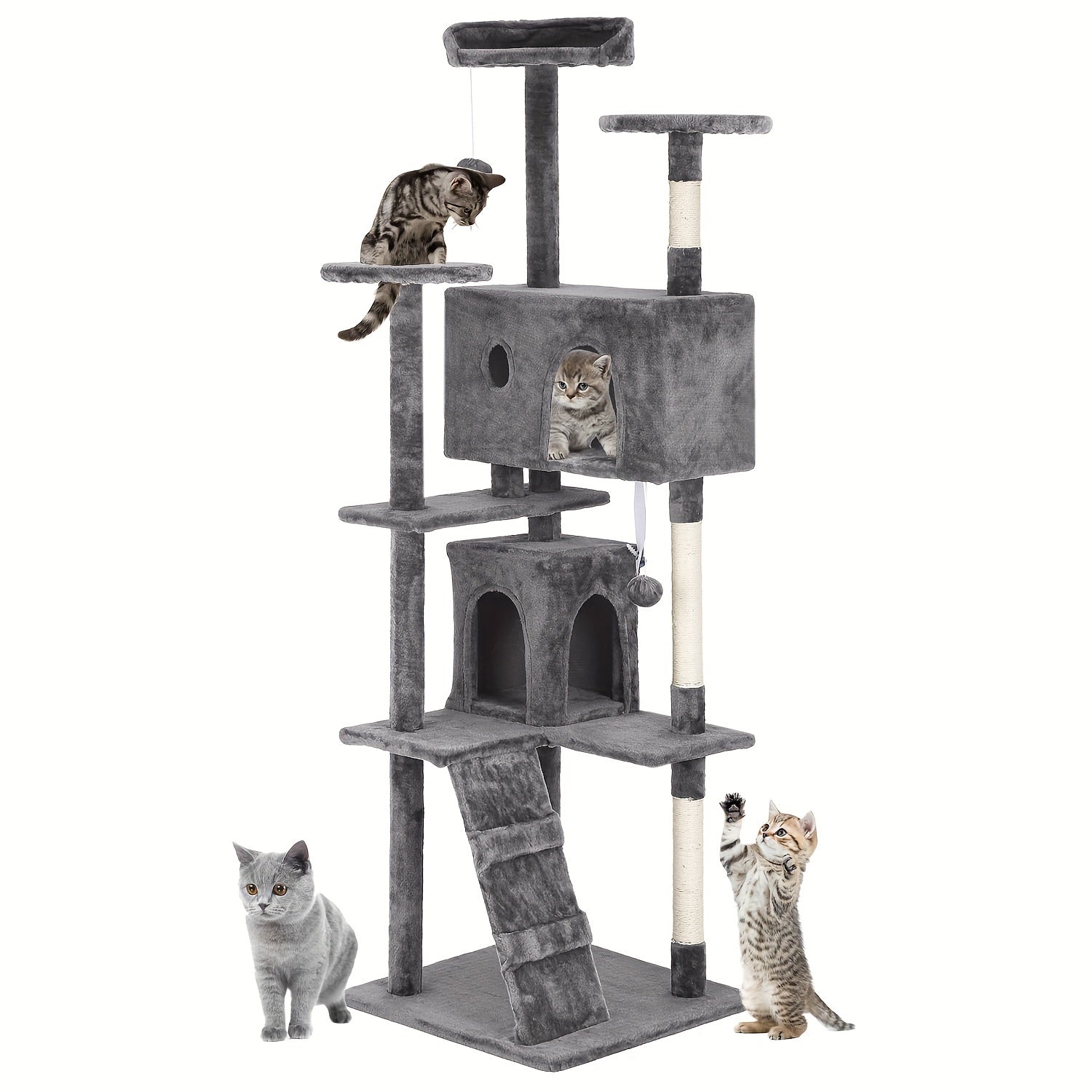 70/54 Cat Tree, Large Cat Tower Beautiful Perfect Gift For Cats, Multi-level Furniture Activity Center With Scratching Post Stand House Apartment Fun Toy Kitten Pet Playhouse, Easy To Assemble, Gift