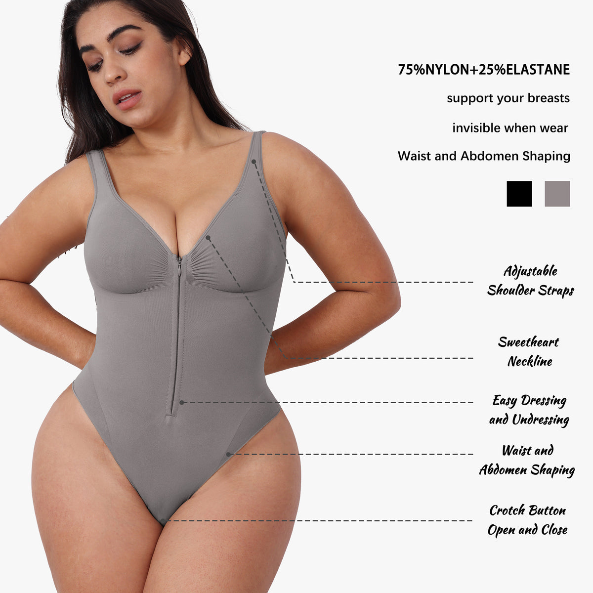 Seamless Zip Bodysuit Waist Trainer & Body Shaper
