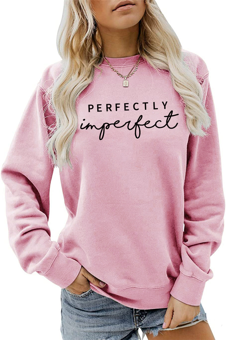 PERFECTLY Imperfect Women's Round Neck Long Sleeve Sweater