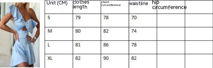 One-Shoulder Bow Ruffled Romper Shorts