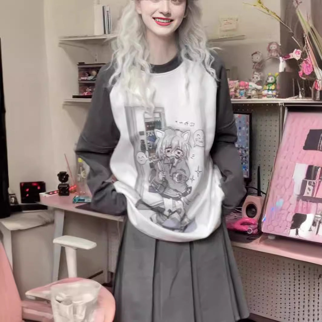 Cute Watercolor Sister Raglan Detachable Short Sleeve Tee