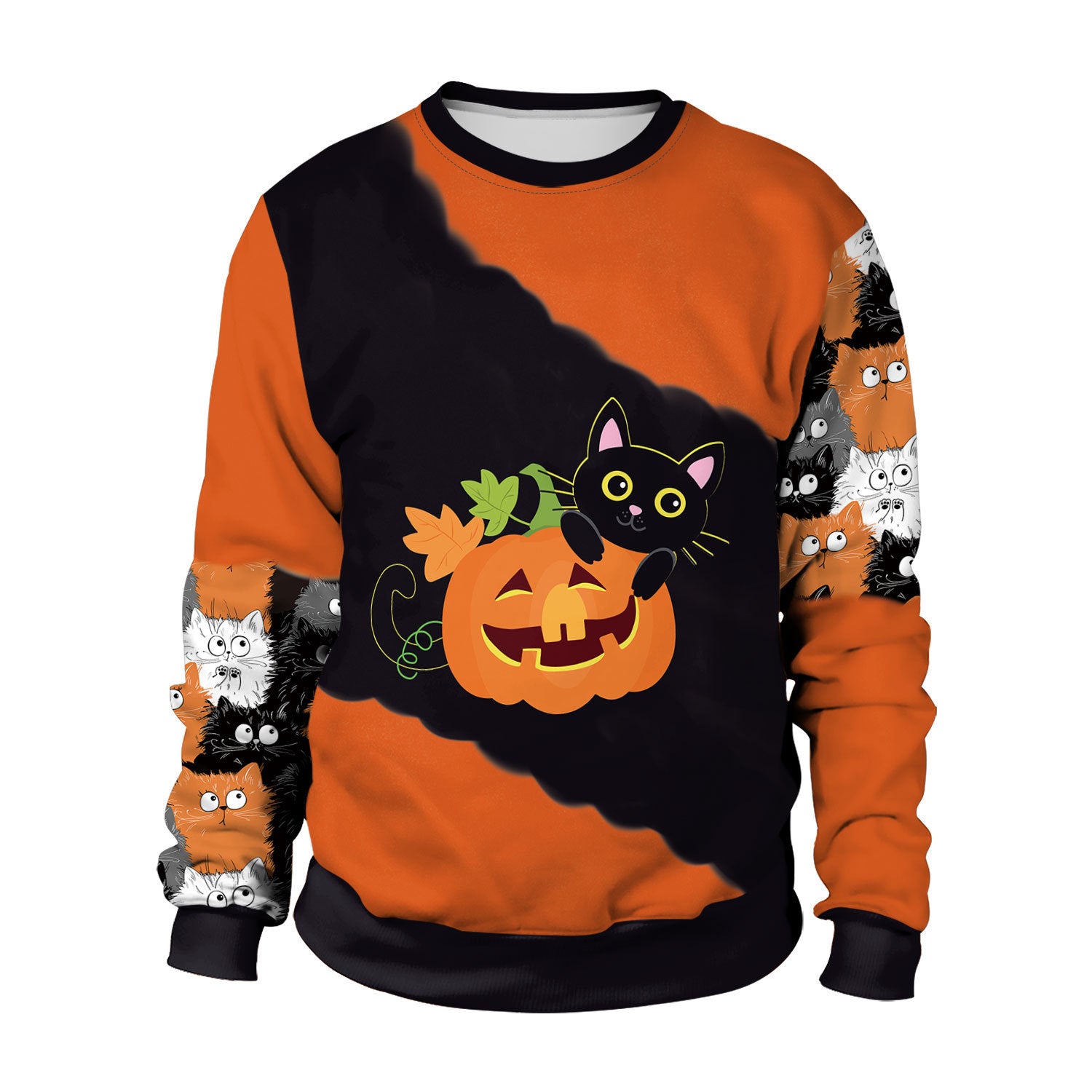 Women's Funny Pumpkin Halloween Graphic Long-Sleeve Sweater