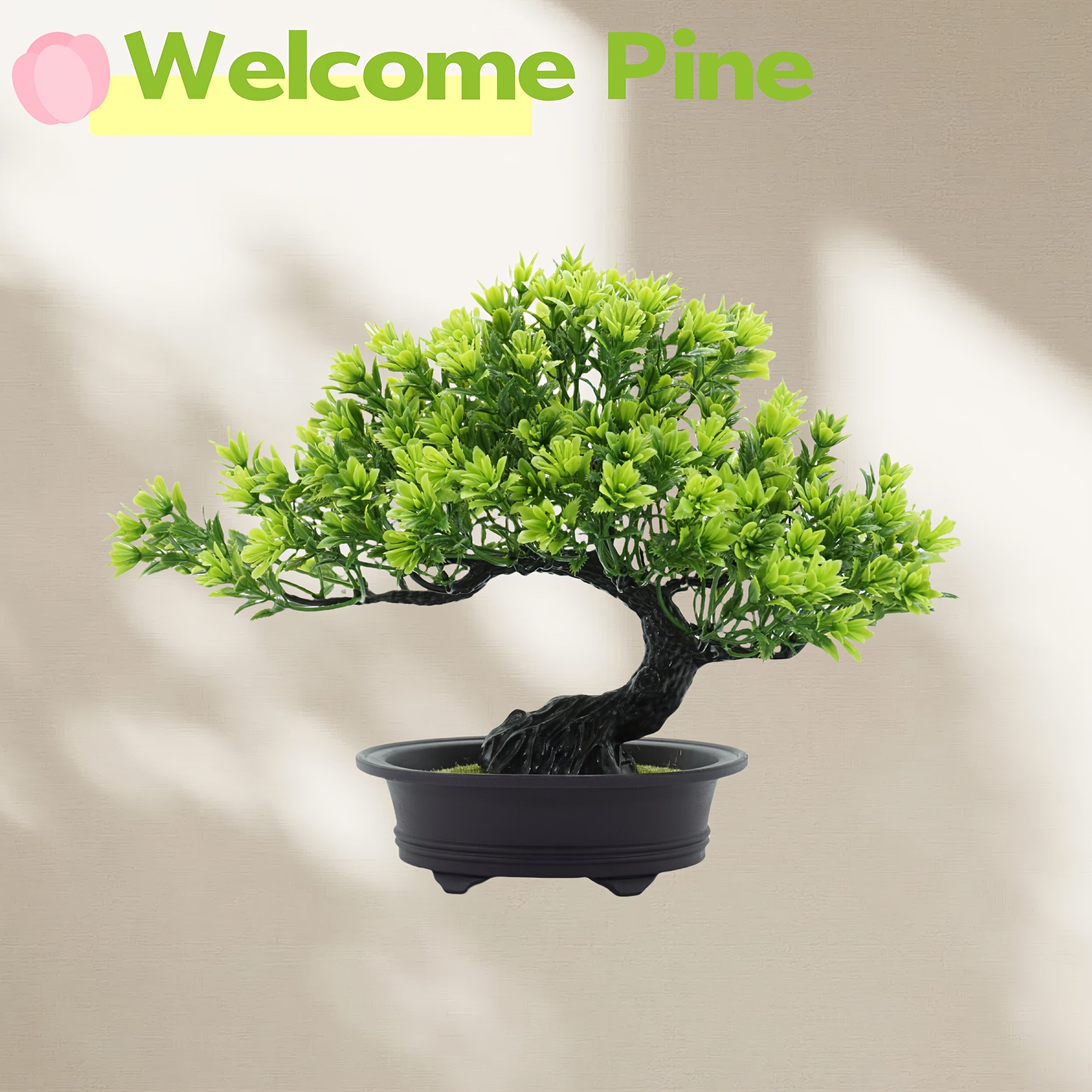 Simulated Welcome Pine Bonsai, Suitable for Desktop Decoration, Faux Plant Home Office Decor, Holiday Party Decoration (Halloween/Christmas/Valentine'S Day), Maintenance-Free