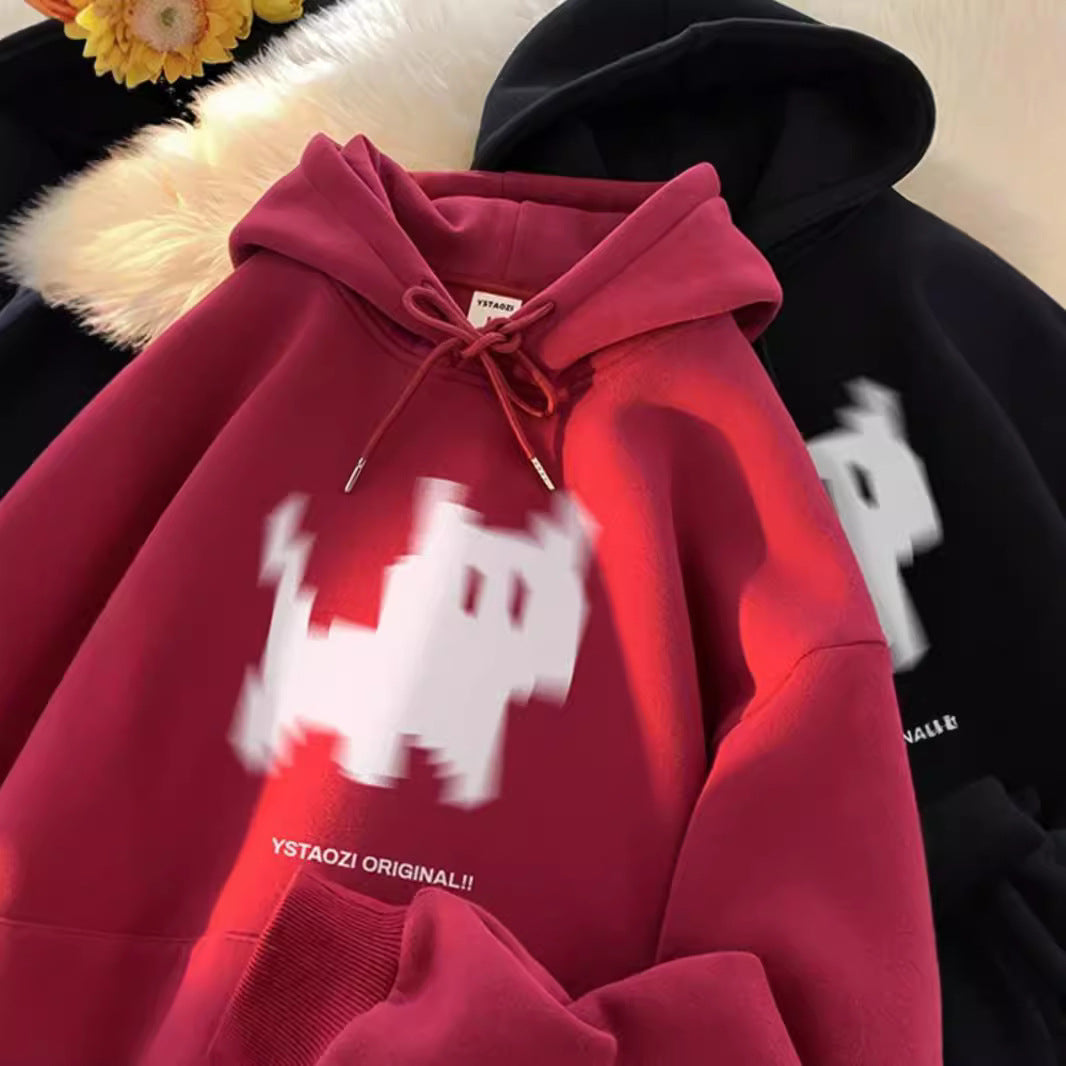 Oversized Retro Couple Pullover Hoodie
