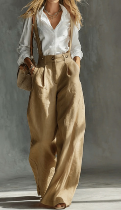 Elegant Wide-Leg Suspender Pants for Women
