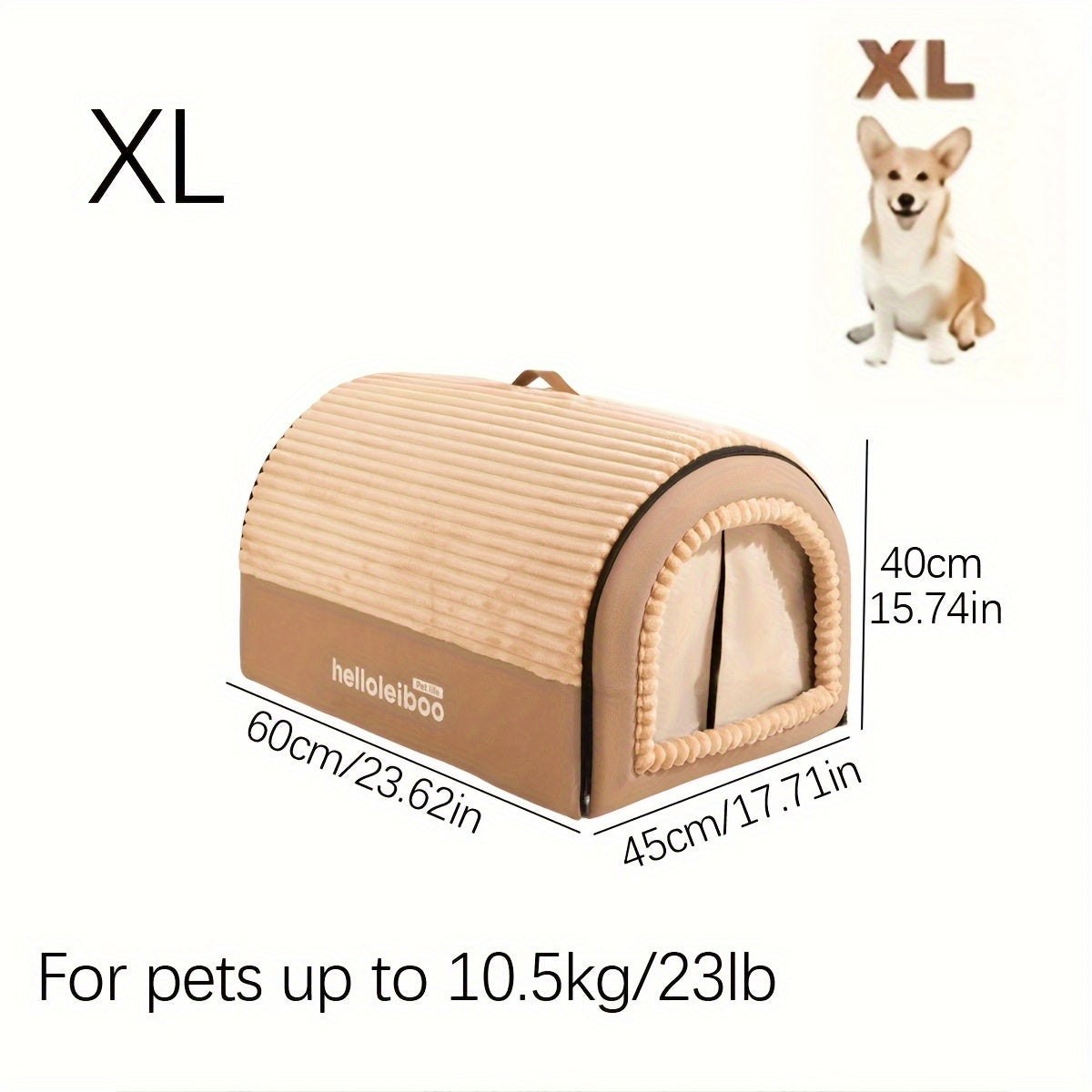 Cozy Pet Bed For Small To Large Dogs & Cats - Enclosed Washable Polyester Kennel With Non-Slip Bottom, All-Season Soft Bedding, Easy Assembly, Brown