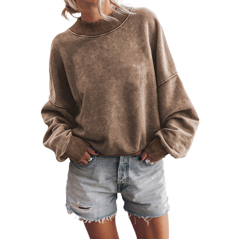Cozy Solid Color Loose Crew Neck Casual Sweater