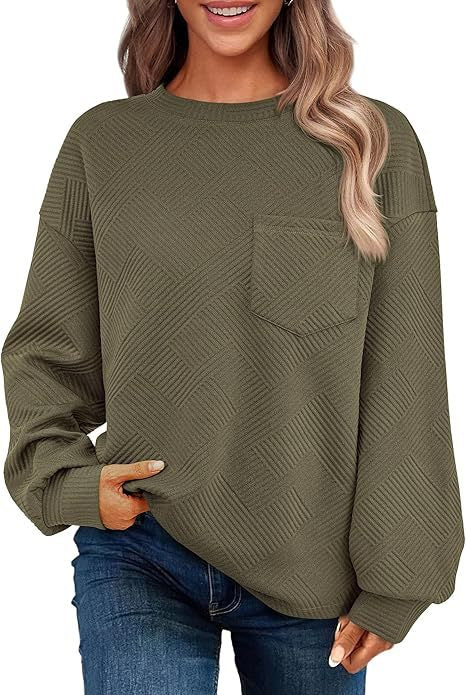 Cozy Drop-Shoulder Textured Long-Sleeve Sweater