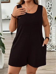Plus Size Sleeveless Pocket Romper Casual Jumpsuit
