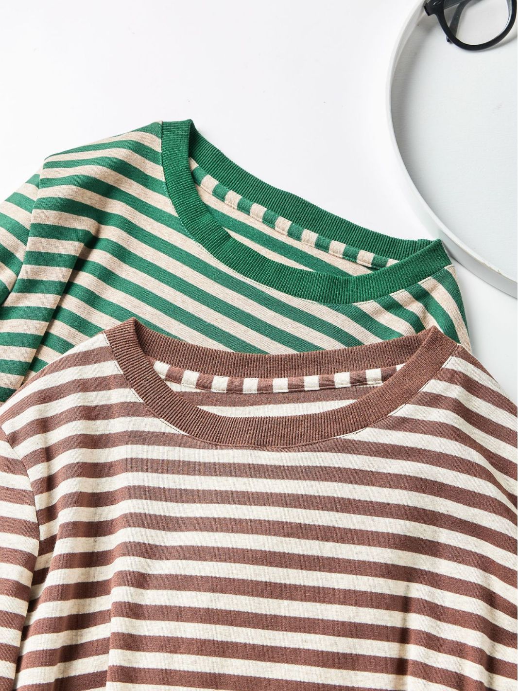 Women's Long Sleeve Striped Crewneck Top