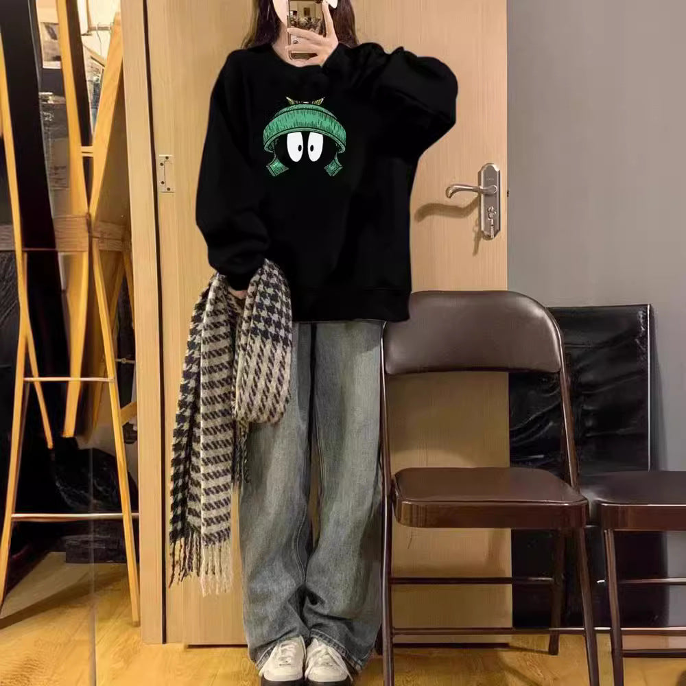 Cozy Fleece-Lined Casual Round Neck Sweatshirt