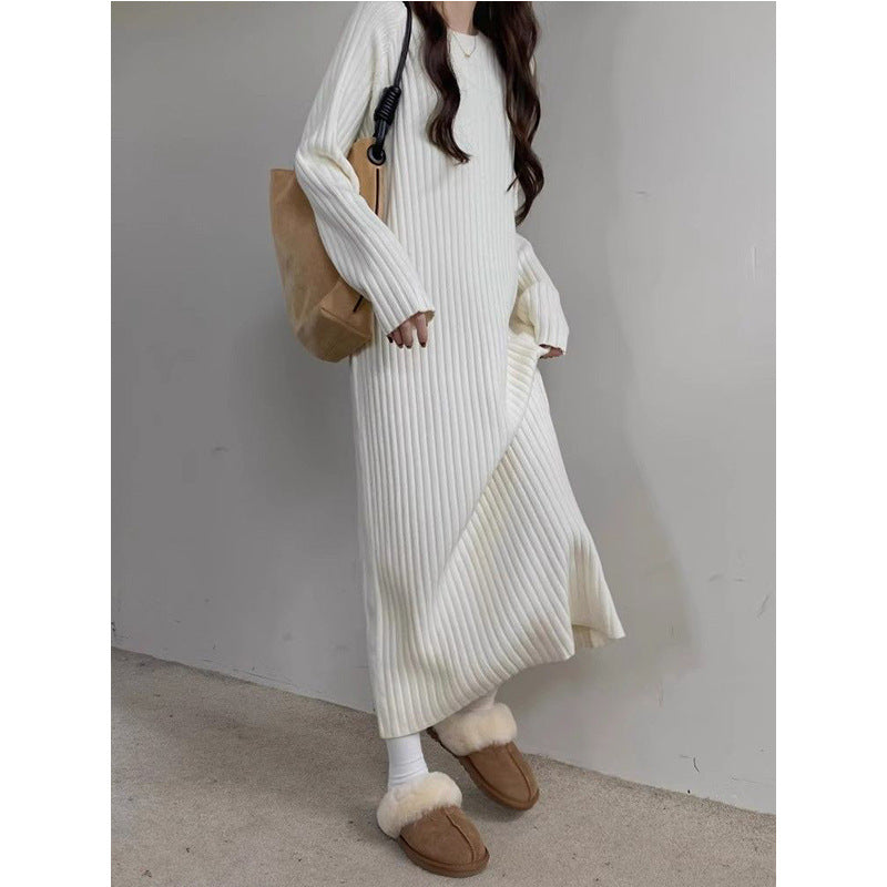 Elegant Long-Sleeve A-Line Midi Dress for Women