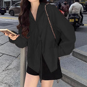 Fashionable Elegant Lace-up Long-sleeve Womens Top