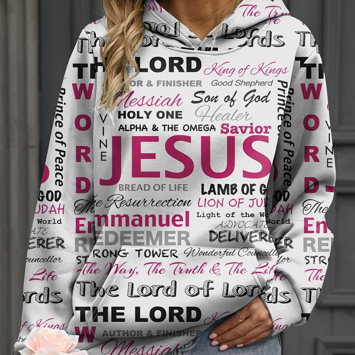 Letter Print Casual Kangaroo Pocket Hoodie