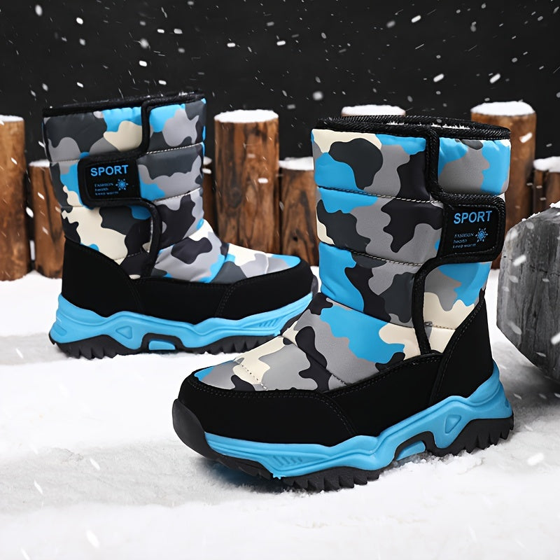 Boys Outdoor Sports Snow Boots – Military Camouflage, Non‑Slip Wear‑Resistant Sole