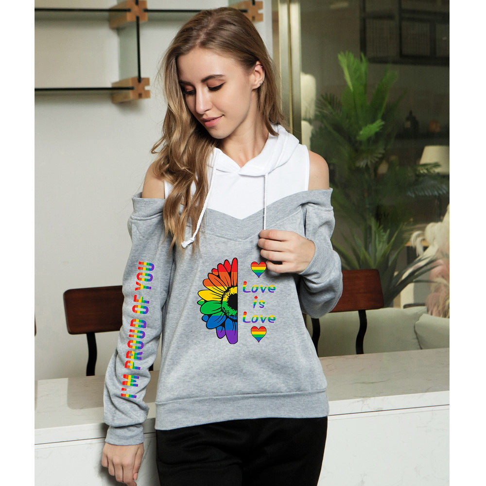 Women's Off-the-Shoulder Casual Pullover Hoodie