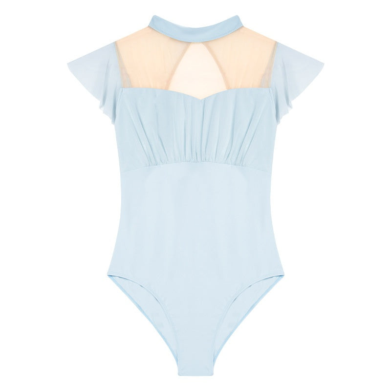 Women's Flared Sleeve Ballet Leotard Solid Casual Bodysuit