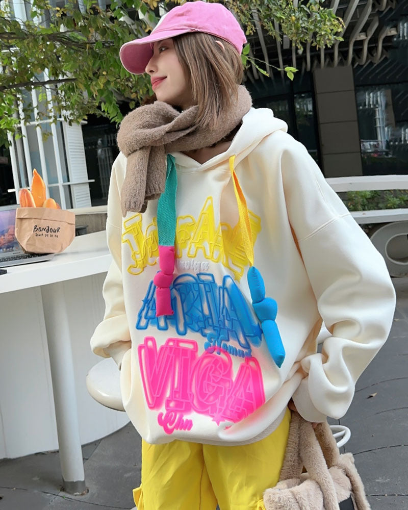 Cozy Velvet Padded Loose Casual Hoodie for Women