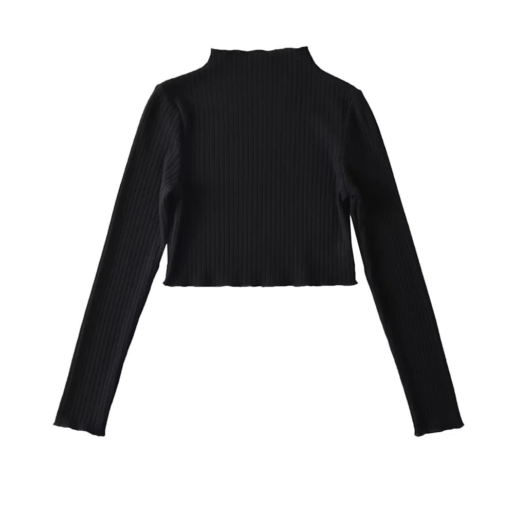 Cashmere Lace-trimmed Neckline Long-sleeve Sweater Base Layer