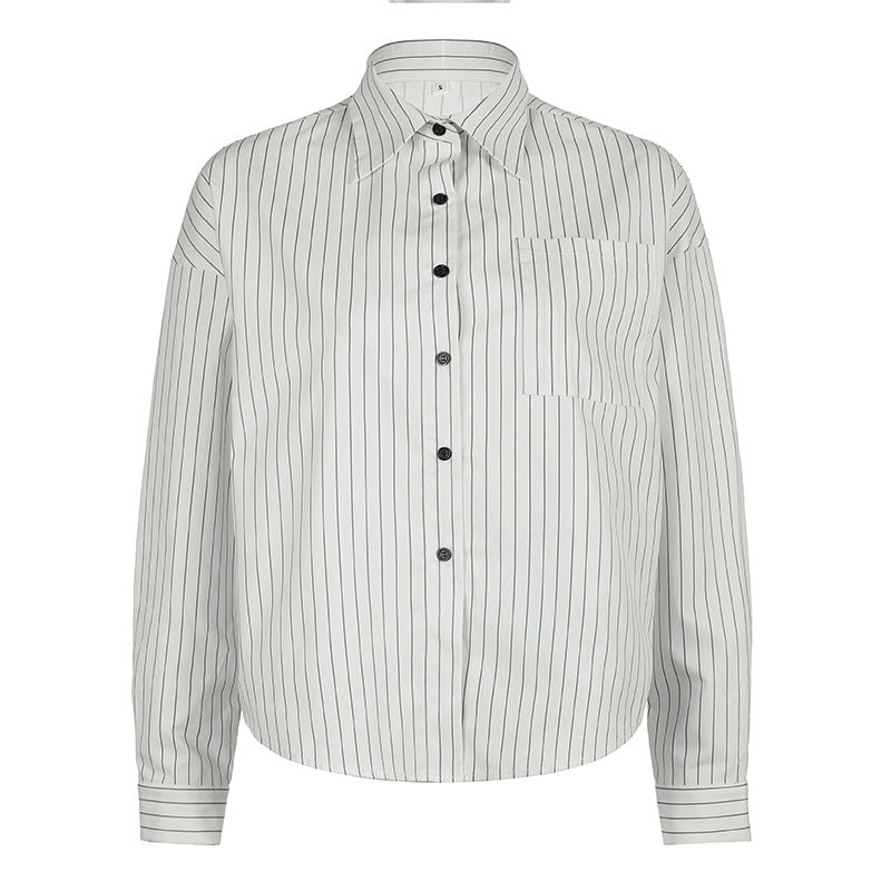 Niche Design Vertical Striped Loose Temperament Shirt