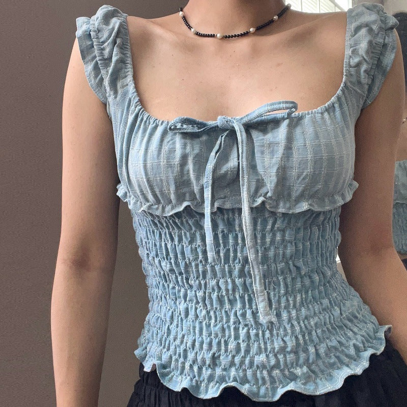 Retro Slim Fit Drawstring Tee – Graceful, Fashionable Short‑Sleeve Top