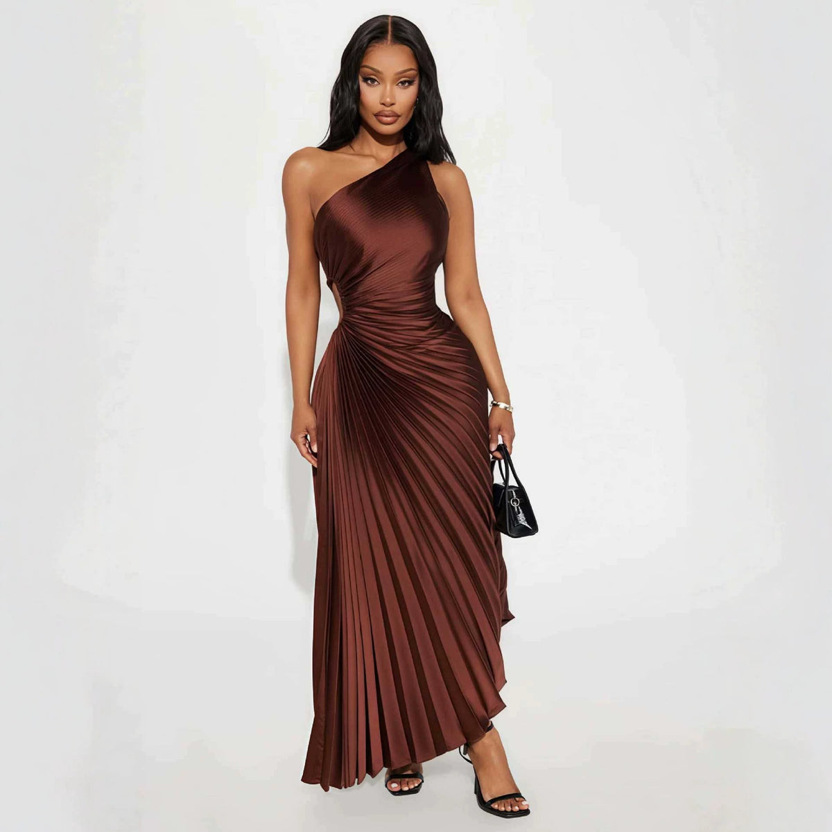 Womens Side-cutout One-shoulder Asymmetrical Hem Dress