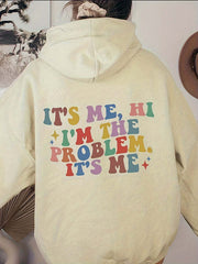 It's Me Letter Print Casual Pocket Pullover Hoodie