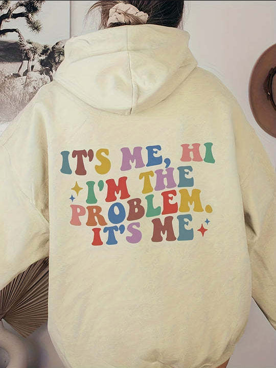 It's Me Letter Print Casual Pocket Pullover Hoodie