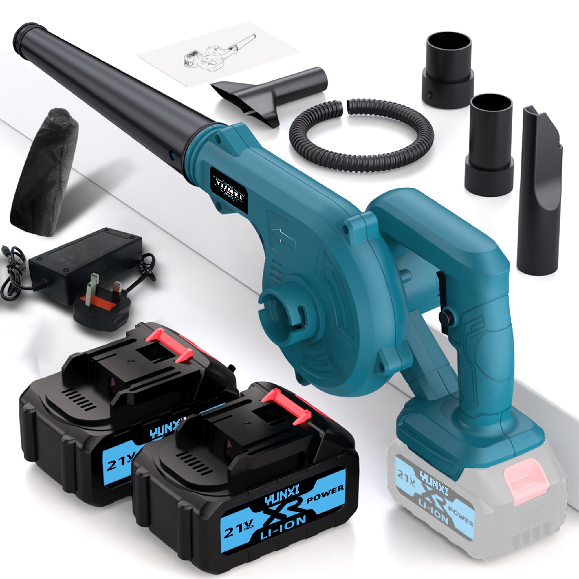 Cordless Brushless Leaf Blower & Handheld Vacuum - Heavy-Duty Lithium-Ion, Lightweight Portable Multi-Purpose Blower/Vacuum/Dust Collector for Lawn, Car, Driveway, - Compatible with Plug (No Required