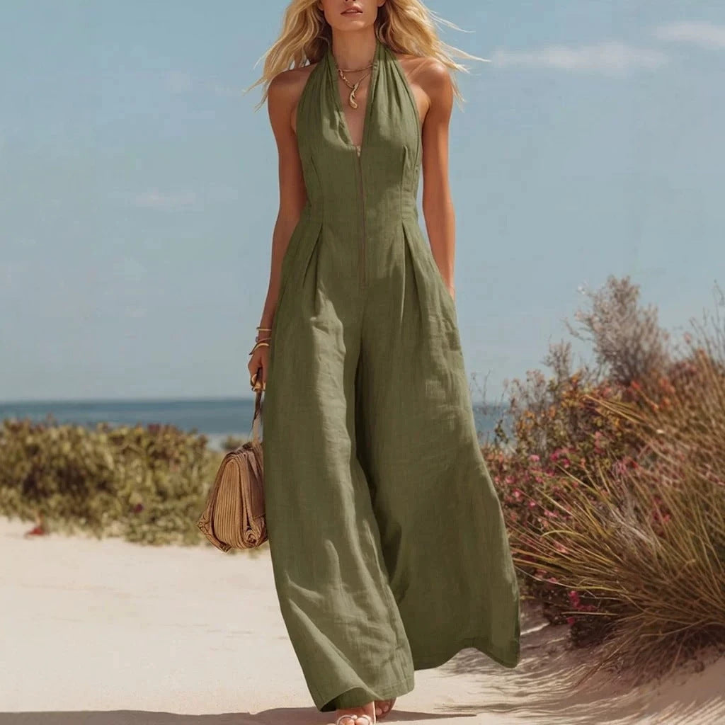 Elegant Halter-Neck Sleeveless Jumpsuit
