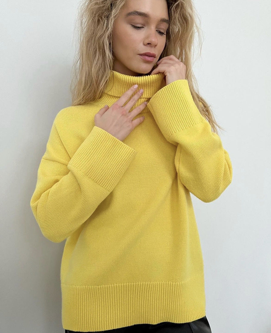 Autumn and Winter European and American Loose Basic Style Solid Color Pullover